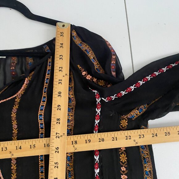 Sundance Black and Orange Bohemian Blouse - Picture 7 of 8